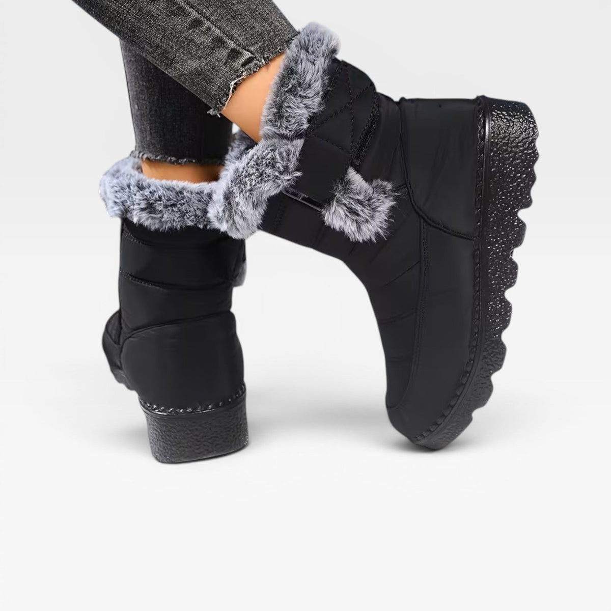 Women's Quilted Winter Boots – Faux Fur Lined Waterproof Snow Boots