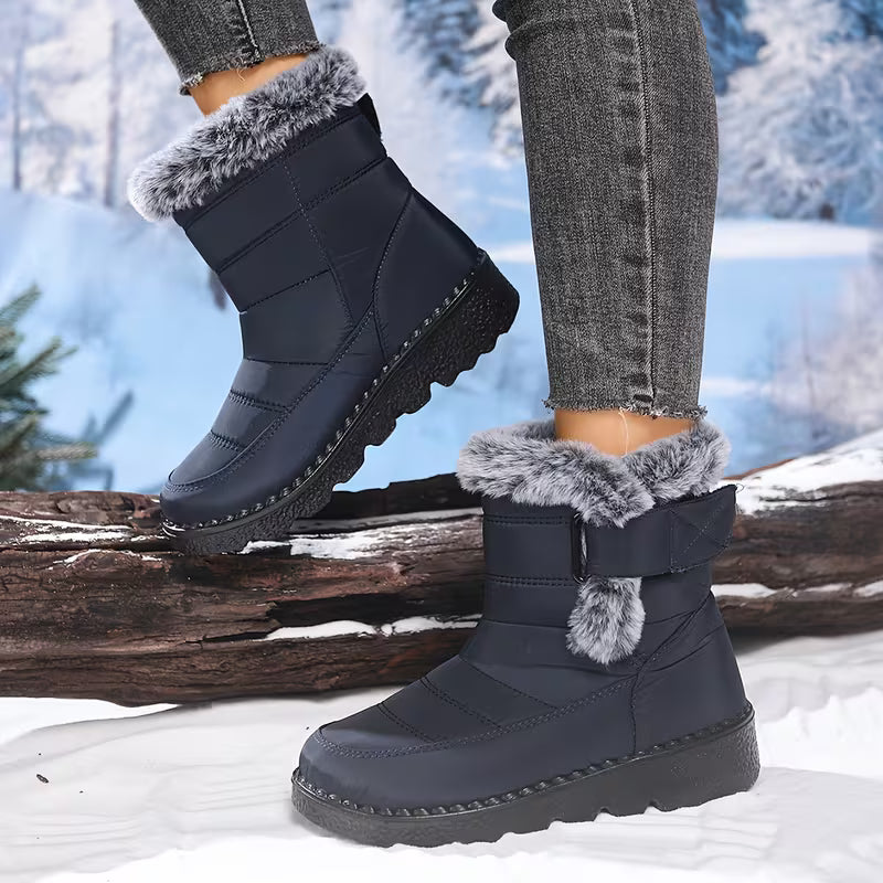 Women's Quilted Winter Boots – Faux Fur Lined Waterproof Snow Boots