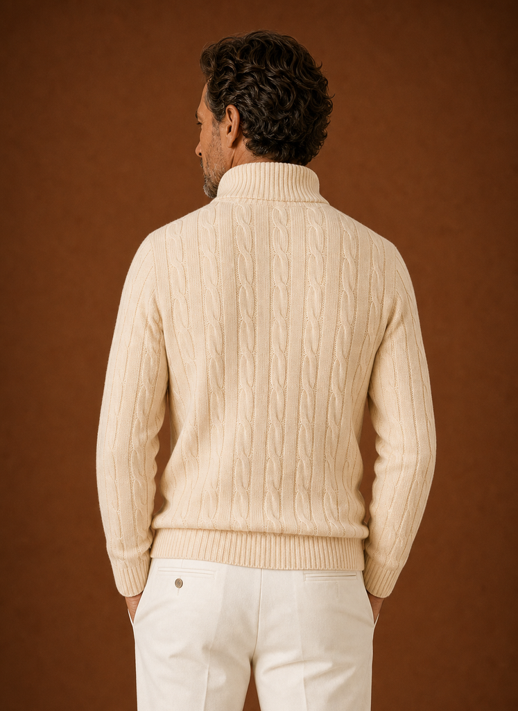 Men's Cable Knit Quarter Zip Sweater - Casual Pullover | Areleon
