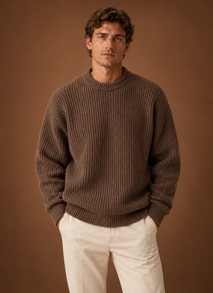 Men's Chunky Knit Crewneck Sweater | Areleon