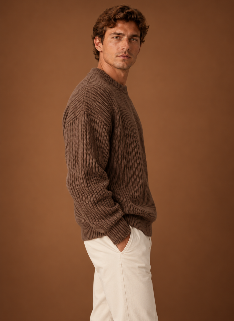 Men's Chunky Knit Crewneck Sweater | Areleon