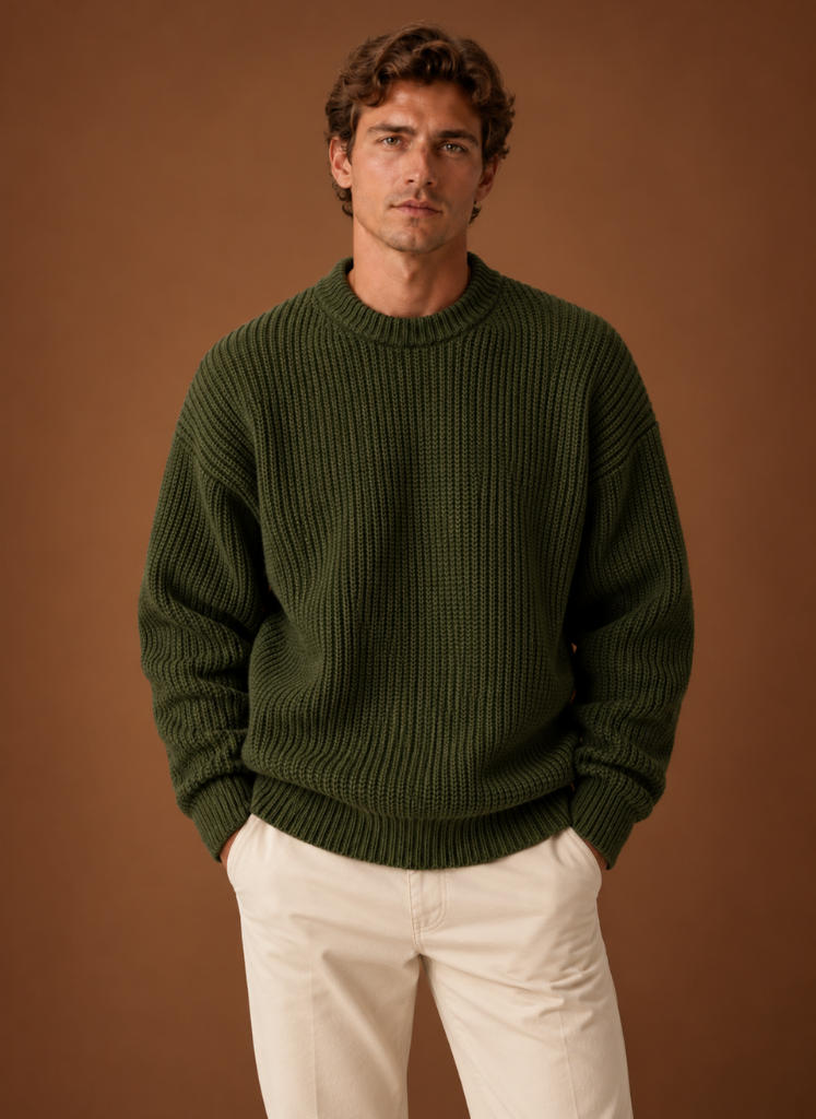 Men's Chunky Knit Crewneck Sweater | Areleon