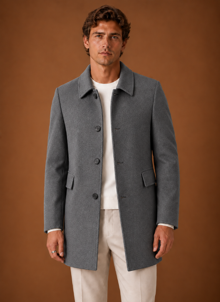 Men's Long Overcoat - Tailored Topcoat | Areleon