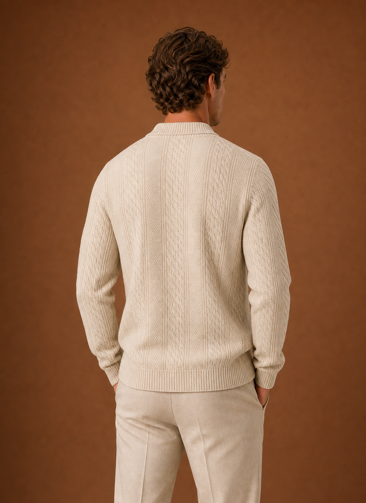 Men's Cable Knit Cardigan - V-Neck Button Front Sweater | Areleon
