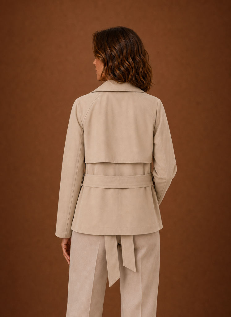 Women's Trench Coat - Belted Waist Casual Jacket | Areleon