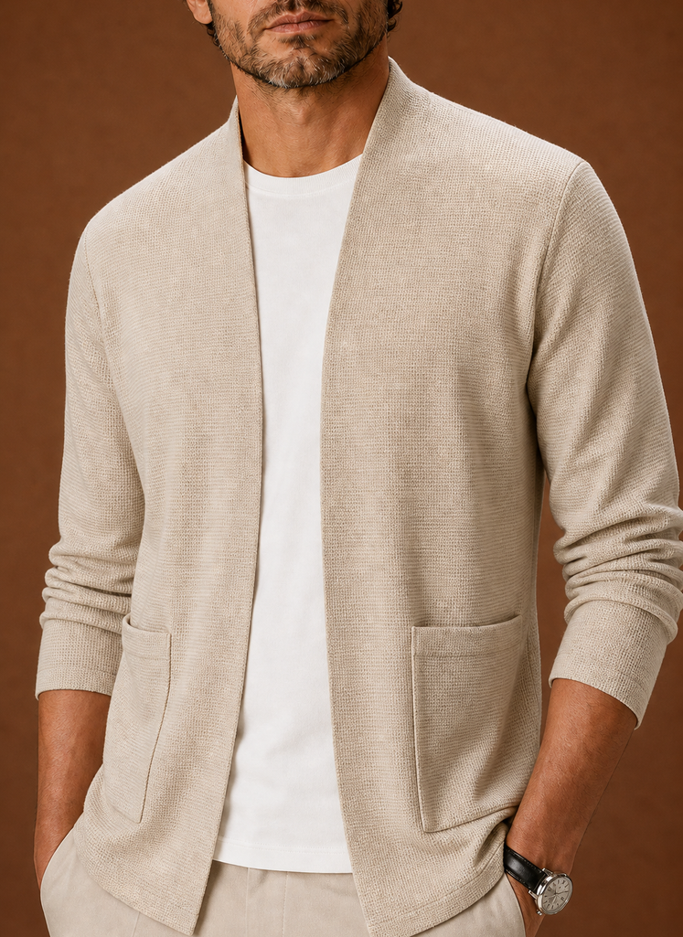 Men's Knit Cardigan - Open Front Longline Cardigan | Areleon