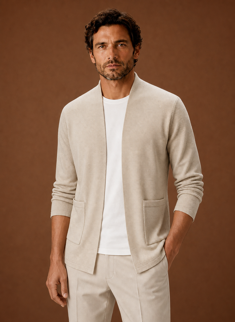 Men's Knit Cardigan - Open Front Longline Cardigan | Areleon