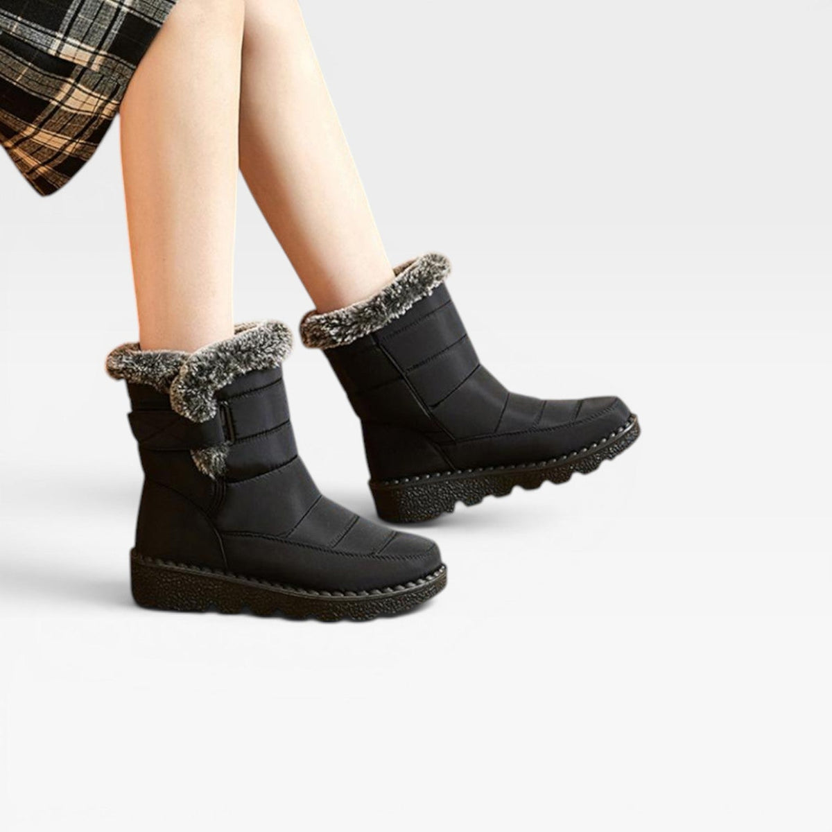 Women's Quilted Winter Boots – Faux Fur Lined Waterproof Snow Boots