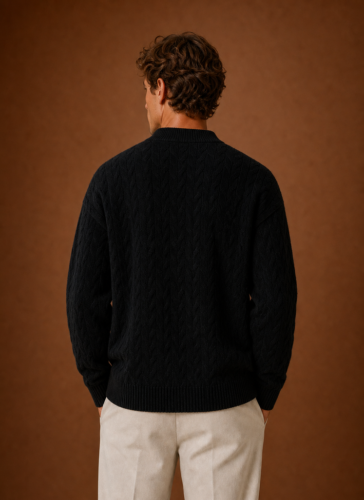 Men's Cable Knit Cardigan - Button Front Sweater | Areleon