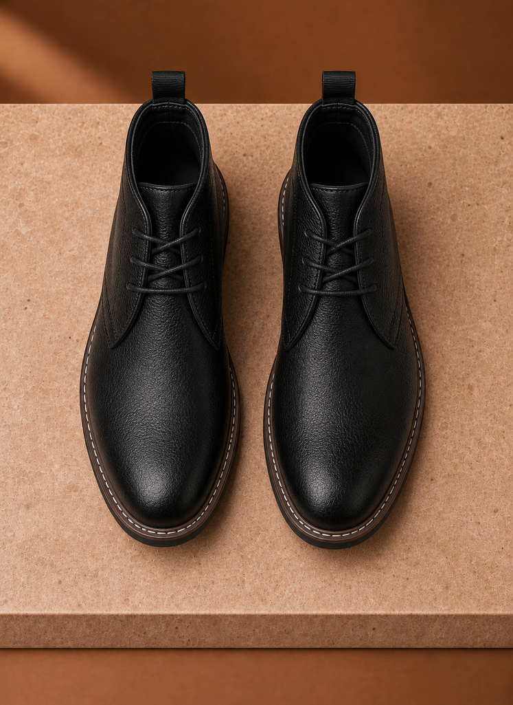 Men's Leather Chukka Boots - Lace-Up Ankle Boots| Areleon