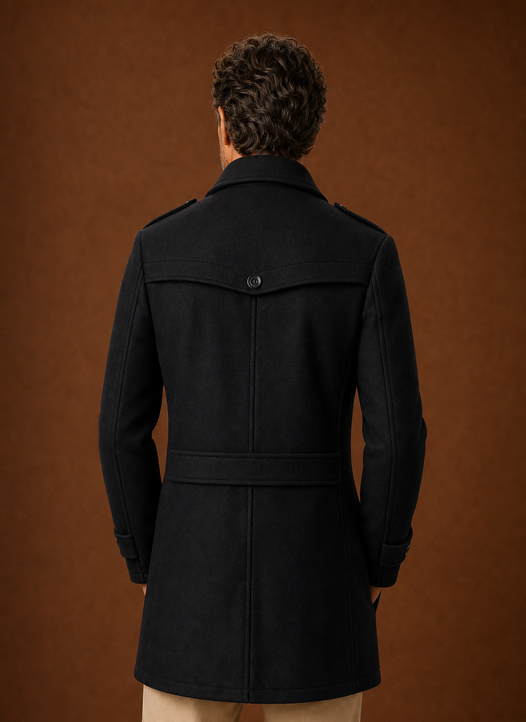 Men's Mid-Long Coat - Wool Blend Overcoat | Areleon