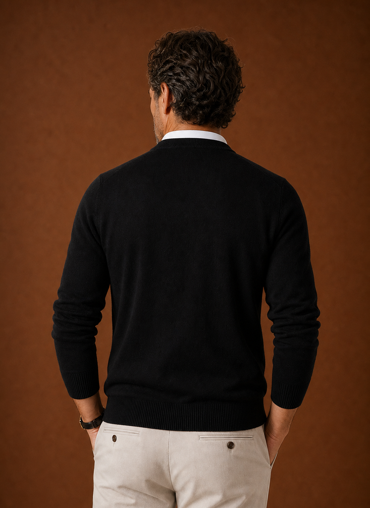 Men's V-Neck Knit Sweater - Casual Pullover | Areleon