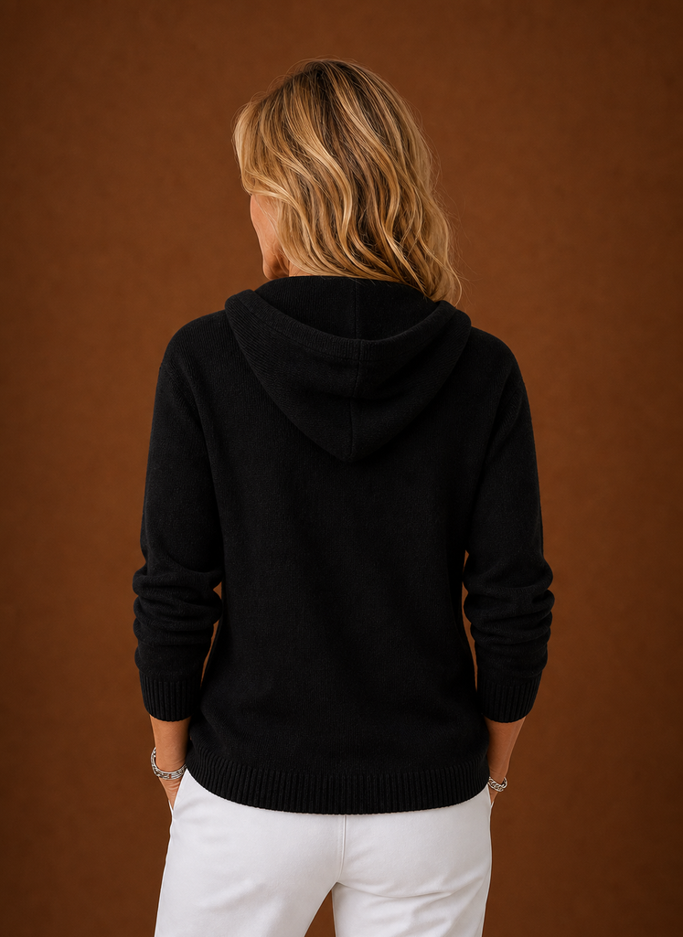 Women's Knit Cardigan - Hooded Button-Front Sweater | Areleon