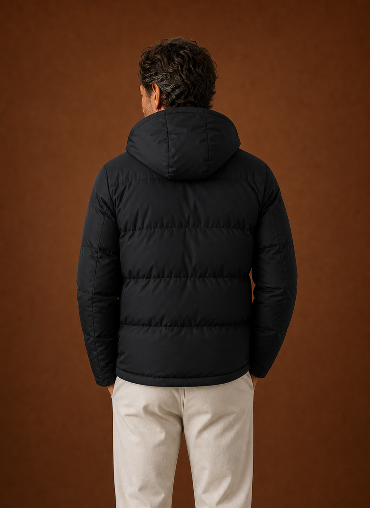 Men's Puffer Jacket Hooded Zip Front Cold-Weather Coat | Areleon