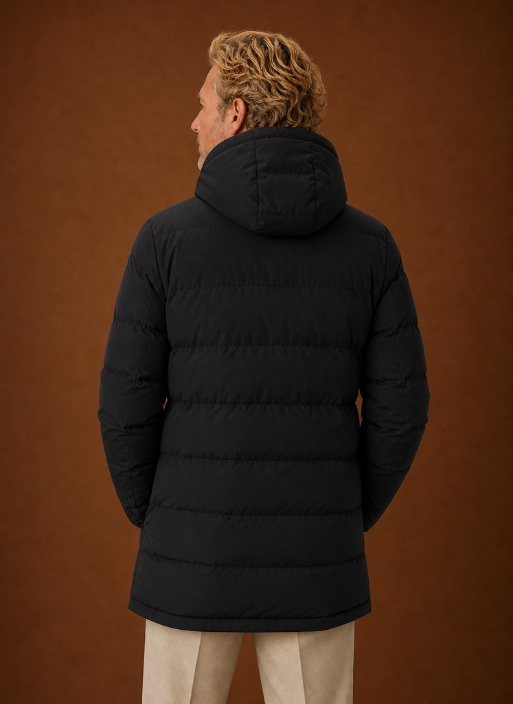 Men's Puffer Jacket - Long Hooded Insulated Winter Coat | Areleon