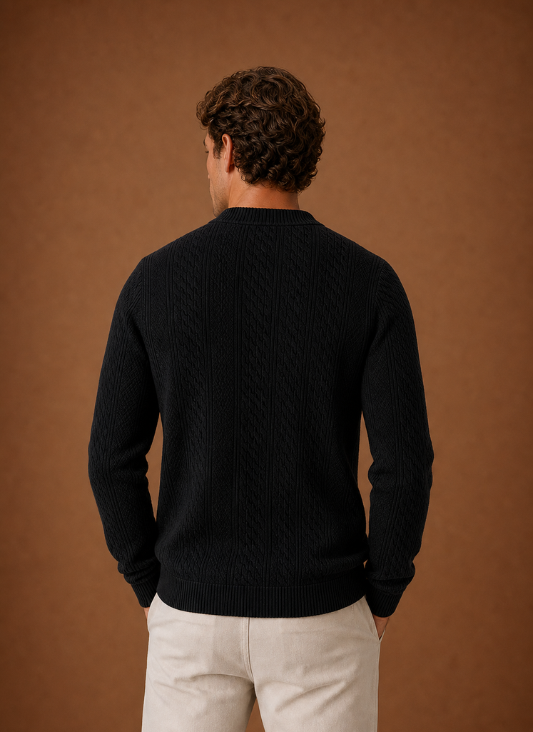 Men's Cable Knit Cardigan - V-Neck Button Front Sweater | Areleon