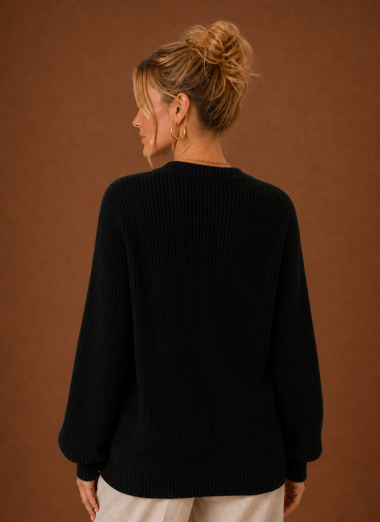 Women's V-Neck Knit Cardigan - Button Front Long Sleeve Sweater | Areleon