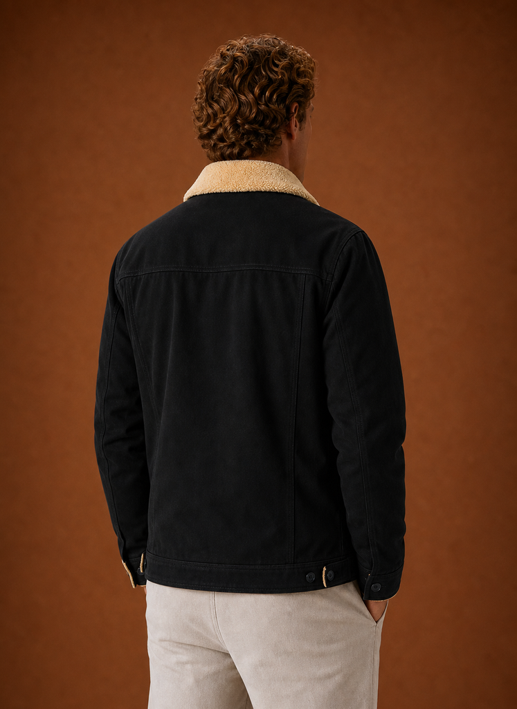 Men's Sherpa Jacket - Fleece Collar Lined Casual Jacket | Areleon