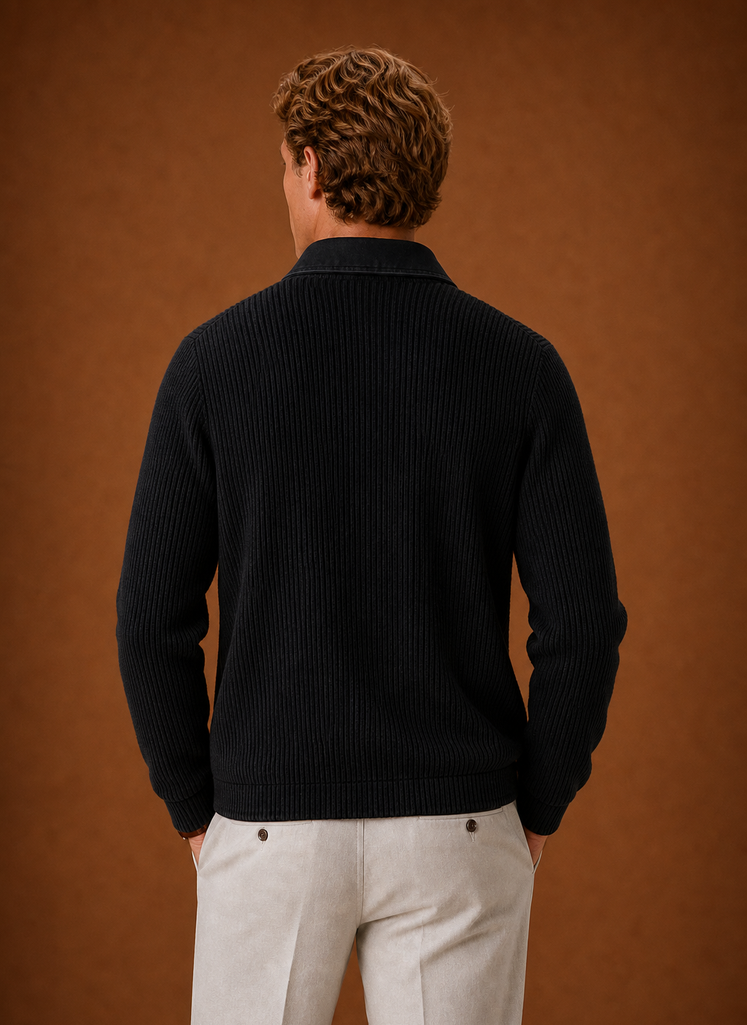 Men's Knit Cardigan  - Button Front Denim Sweater | Areleon