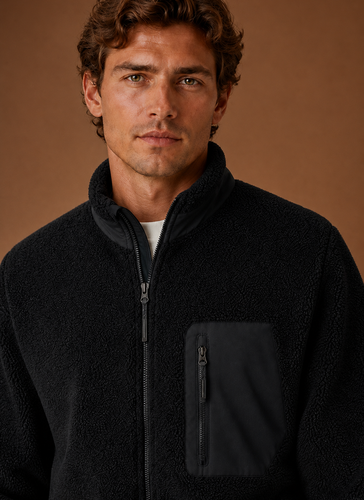 Men's Sherpa Fleece Jacket - Full-Zip Winter Coat | Areleon