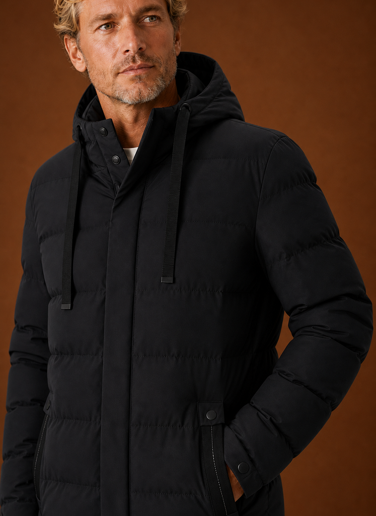 Men's Puffer Jacket - Long Hooded Insulated Winter Coat | Areleon