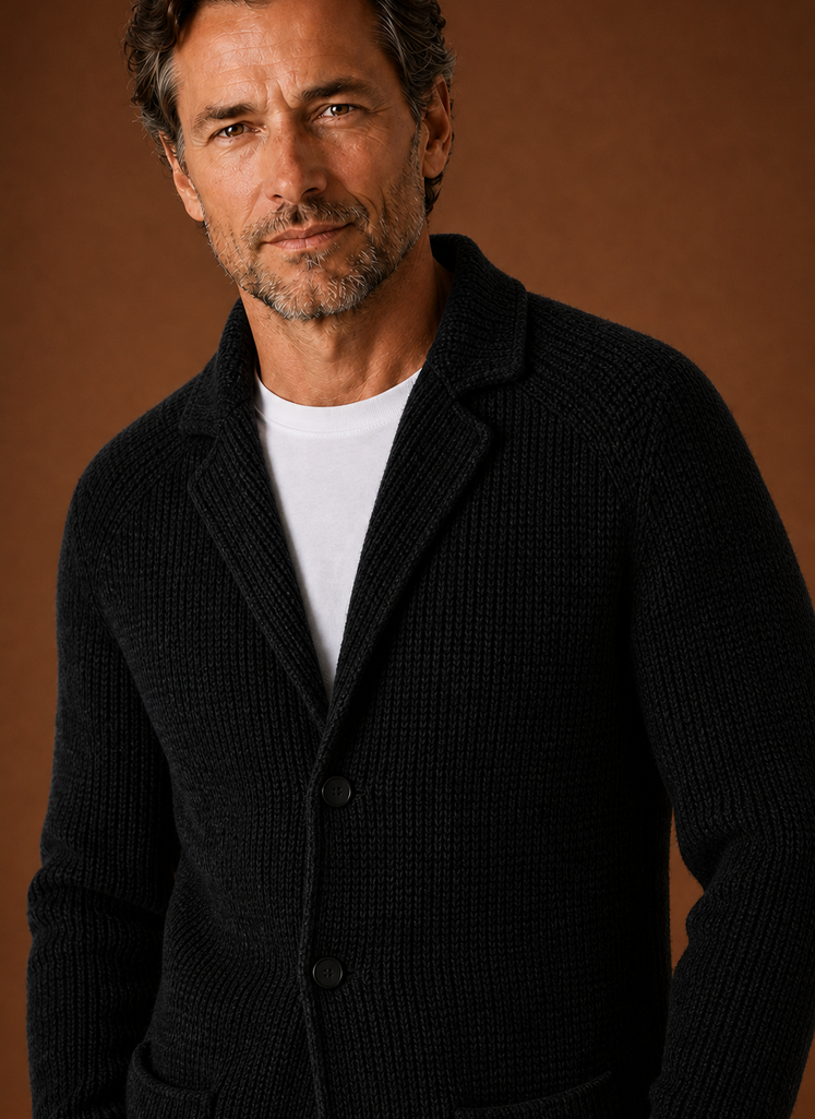 Men's Knit Blazer Cardigan - Button Front Layering Jacket | Areleon