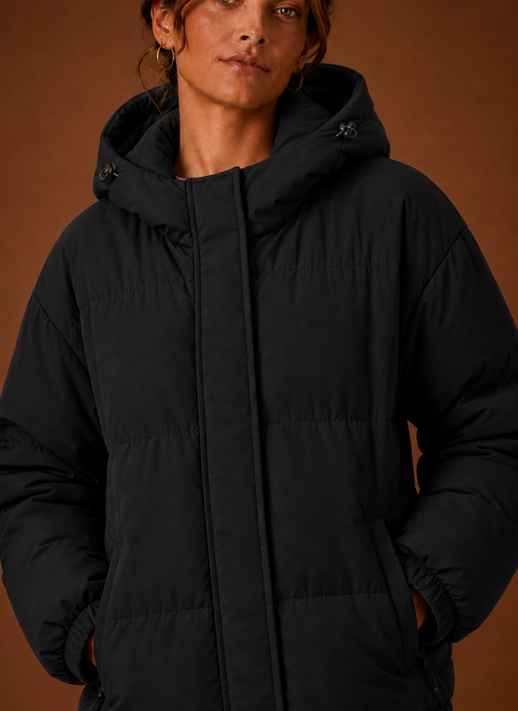Women's Puffer Jacket - Hooded Winter Coat | Areleon