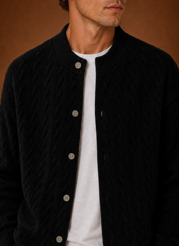 Men's Cable Knit Cardigan - Button Front Sweater | Areleon