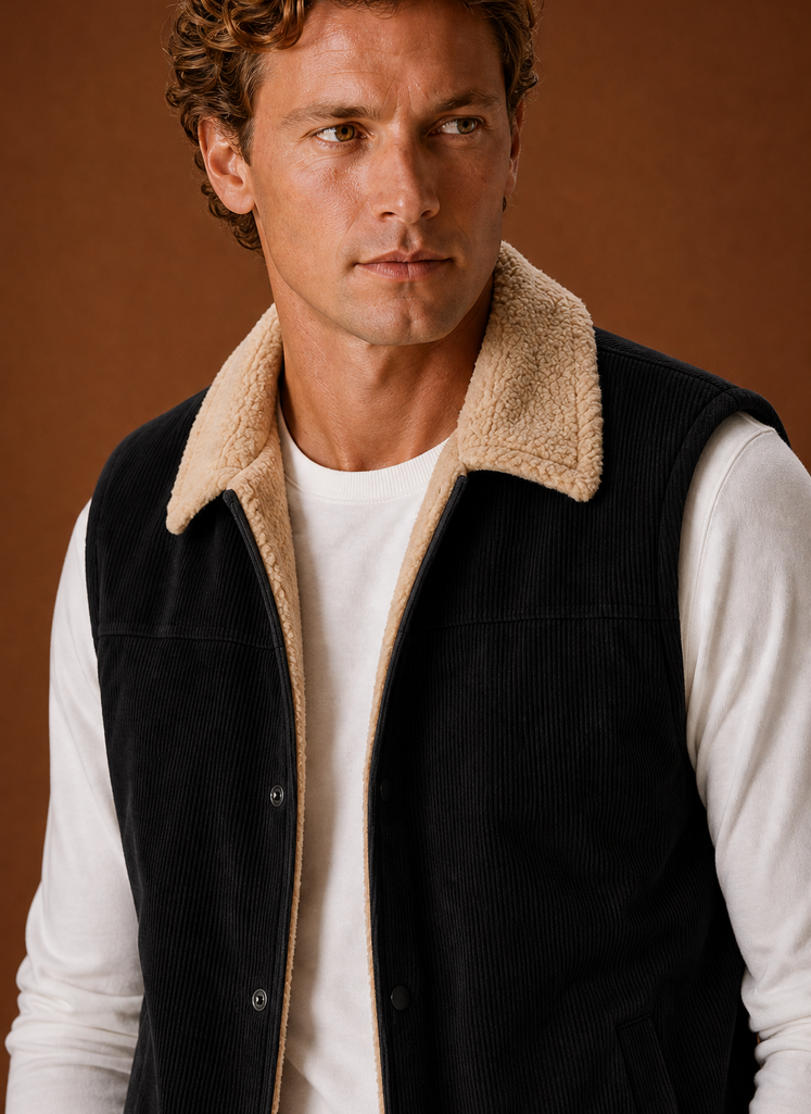 Men's Sherpa-Lined Vest - Warm Winter Gilet | Areleon