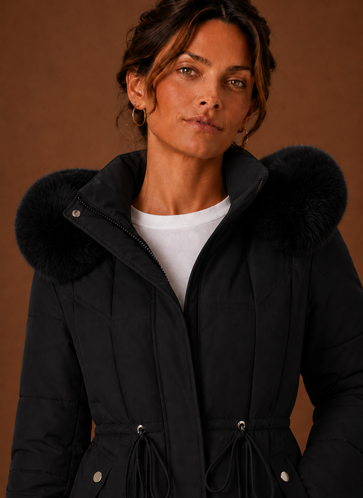 Women's Puffer Coat - Long Faux Fur Hood Winter Coat | Areleon