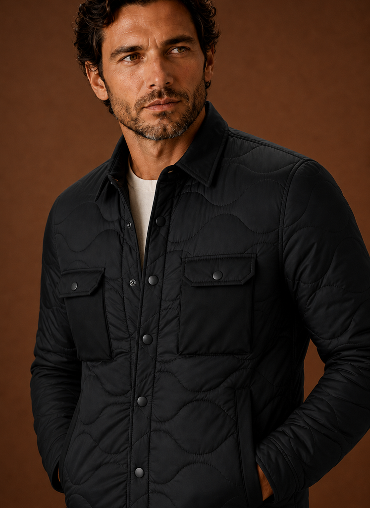 Men’s Quilted Shirt Jacket - Casual Overcoat | Areleon