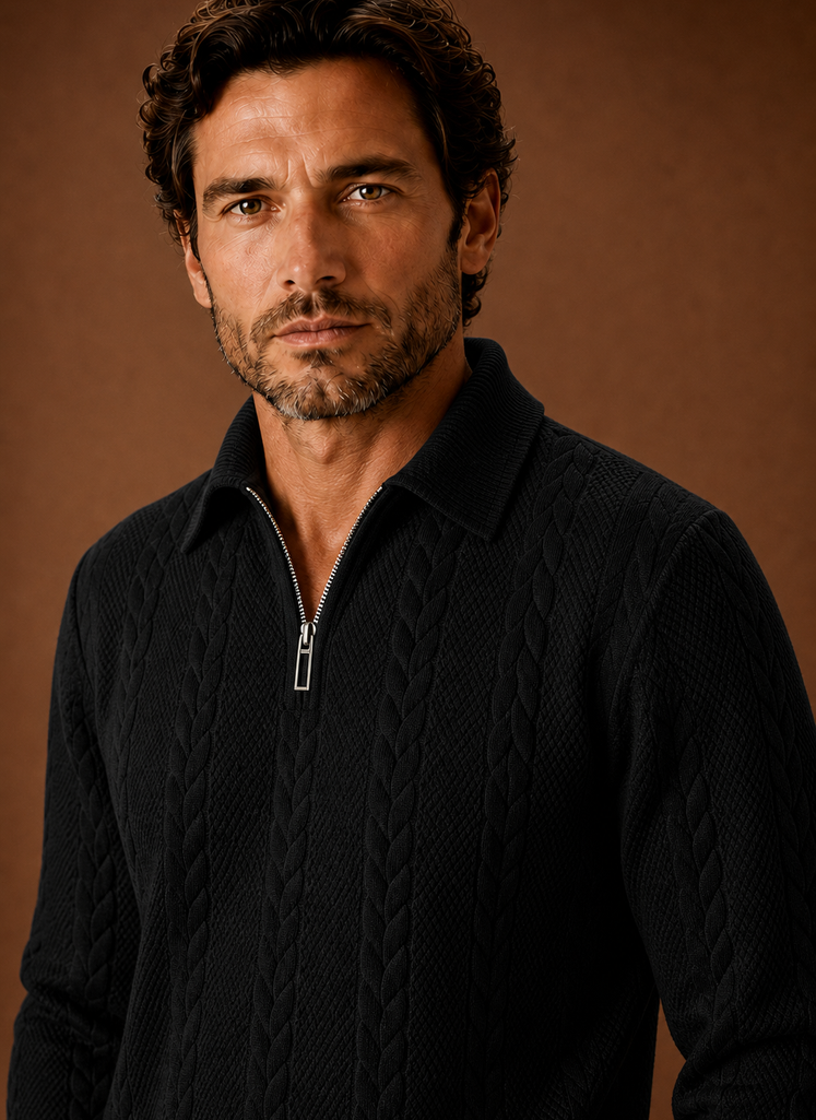 Men’s Cable Knit Quarter Zip Sweater | Areleon