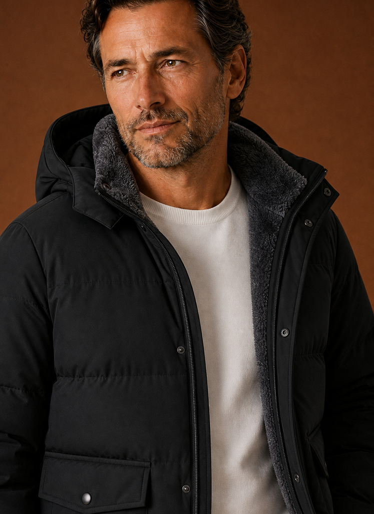 Men's Hooded Winter Jacket - Fleece-Lined Winter Coat | Areleon