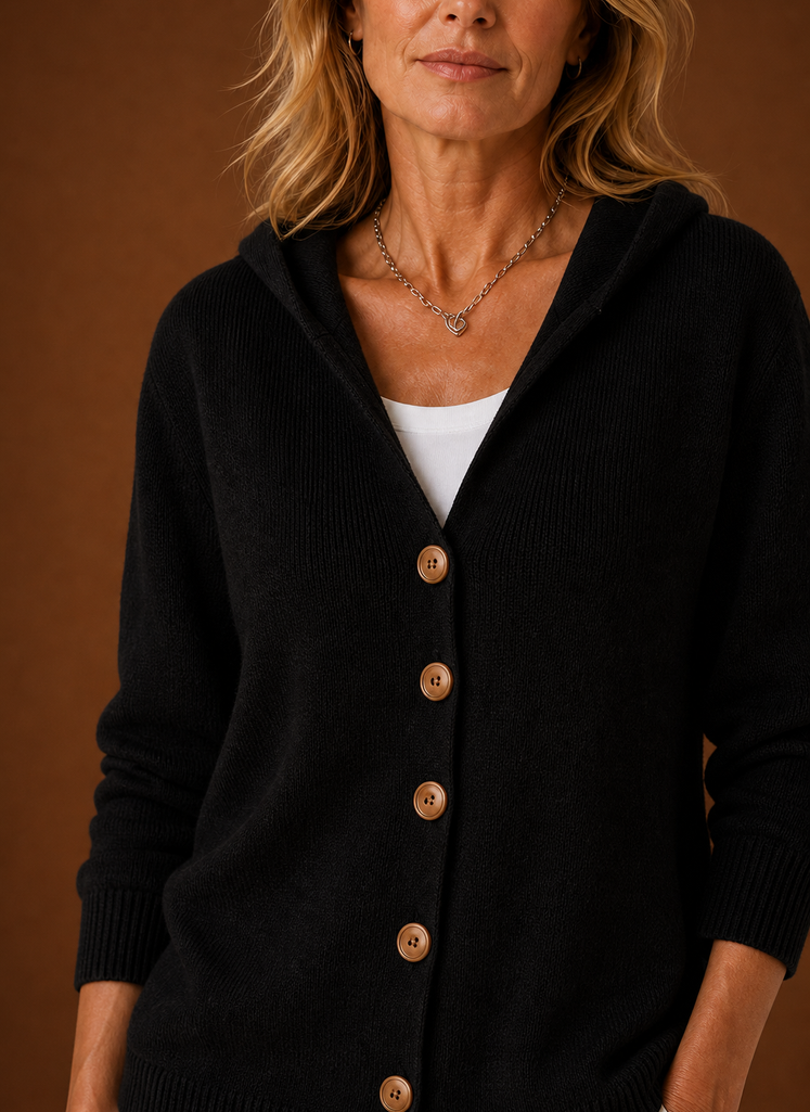 Women's Knit Cardigan - Hooded Button-Front Sweater | Areleon
