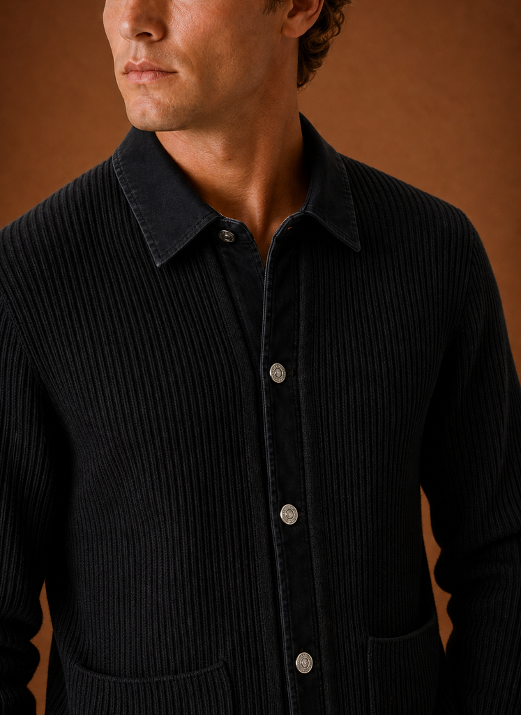 Men's Knit Cardigan  - Button Front Denim Sweater | Areleon