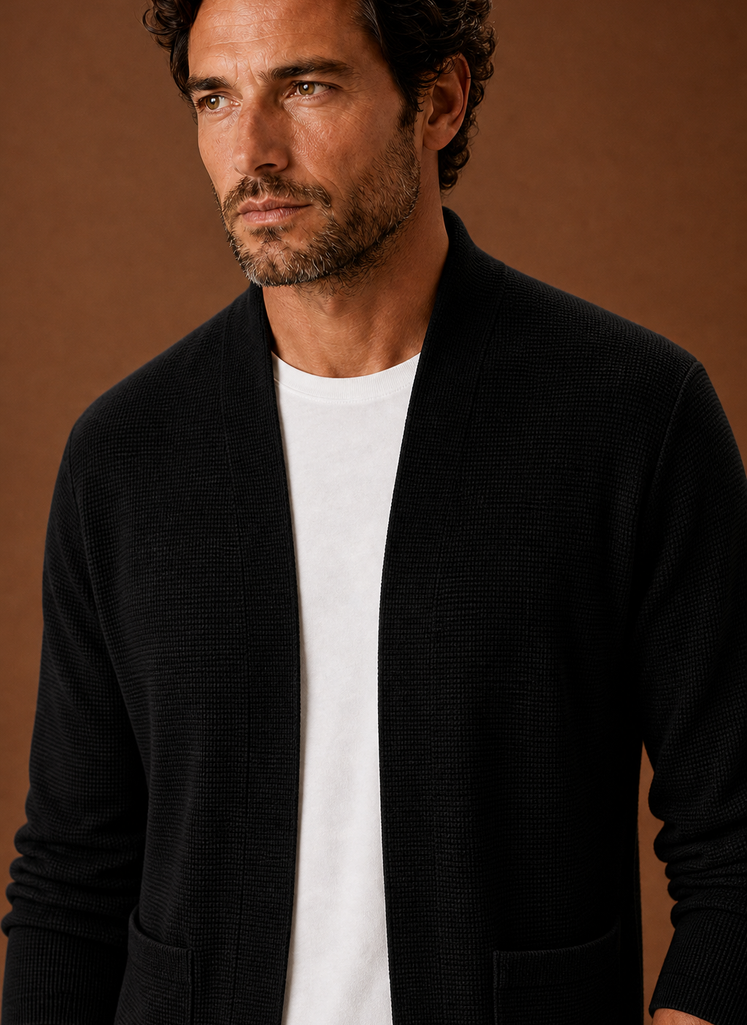 Men's Knit Cardigan - Open Front Longline Cardigan | Areleon