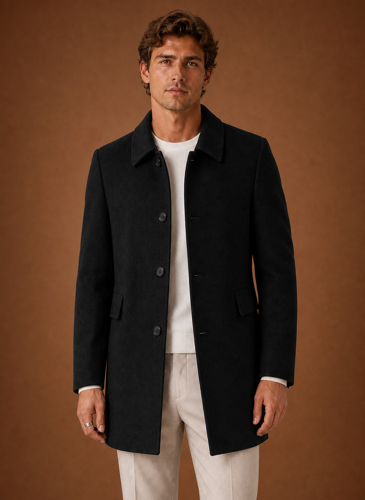 Men's Long Overcoat - Tailored Topcoat | Areleon