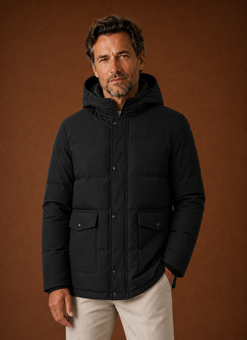 Men's Hooded Winter Jacket - Fleece-Lined Winter Coat | Areleon