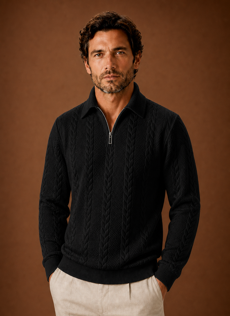 Men’s Cable Knit Quarter Zip Sweater | Areleon
