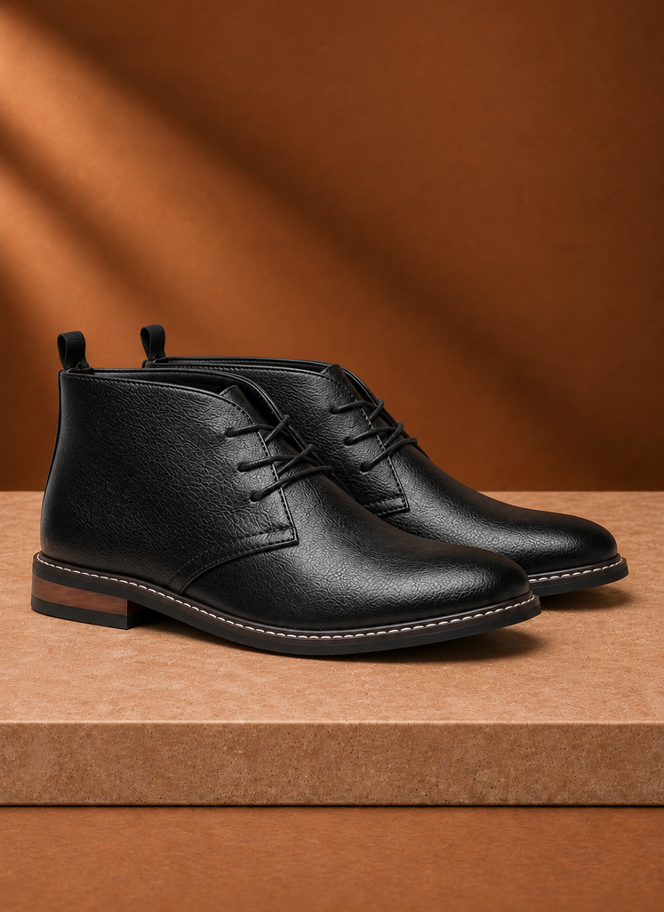 Men's Leather Chukka Boots - Lace-Up Ankle Boots| Areleon