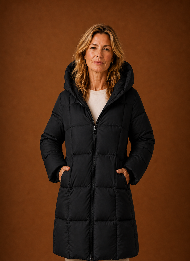 Women's Puffer Jacket - Long Hooded Winter Coat | Areleon