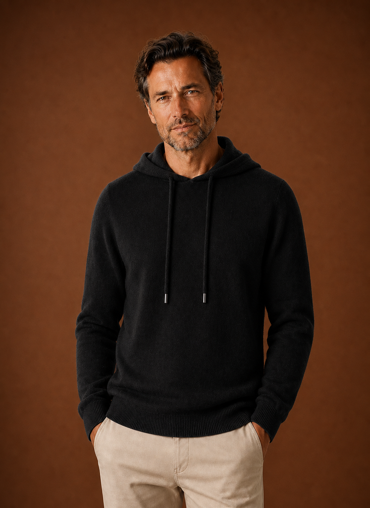 Men's Cashmere-Look Hooded Sweater - Knitted Pullover | Areleon