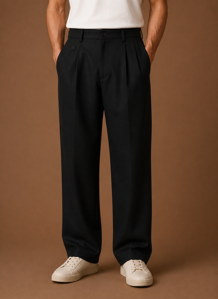 Men's Wide Leg Pleated Pants | Areleon