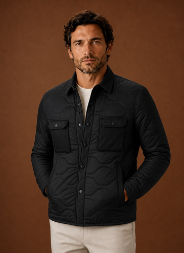 Men’s Quilted Shirt Jacket - Casual Overcoat | Areleon