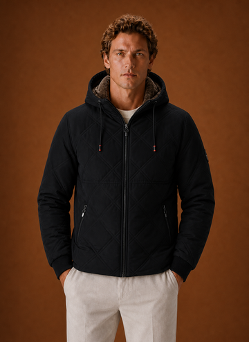 Men's Quilted Puffer Jacket - Hooded Faux-Fur Lined Winter Coat | Areleon