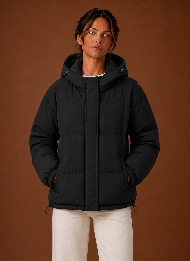 Women's Puffer Jacket - Hooded Winter Coat | Areleon