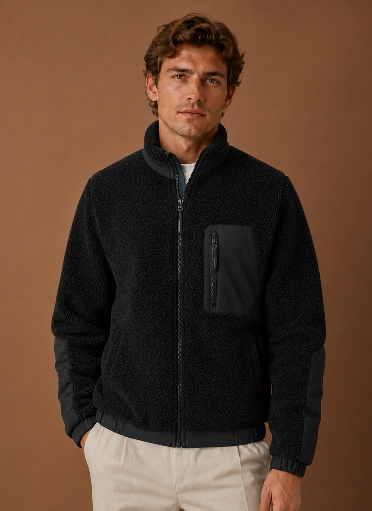 Men's Sherpa Fleece Jacket - Full-Zip Winter Coat | Areleon