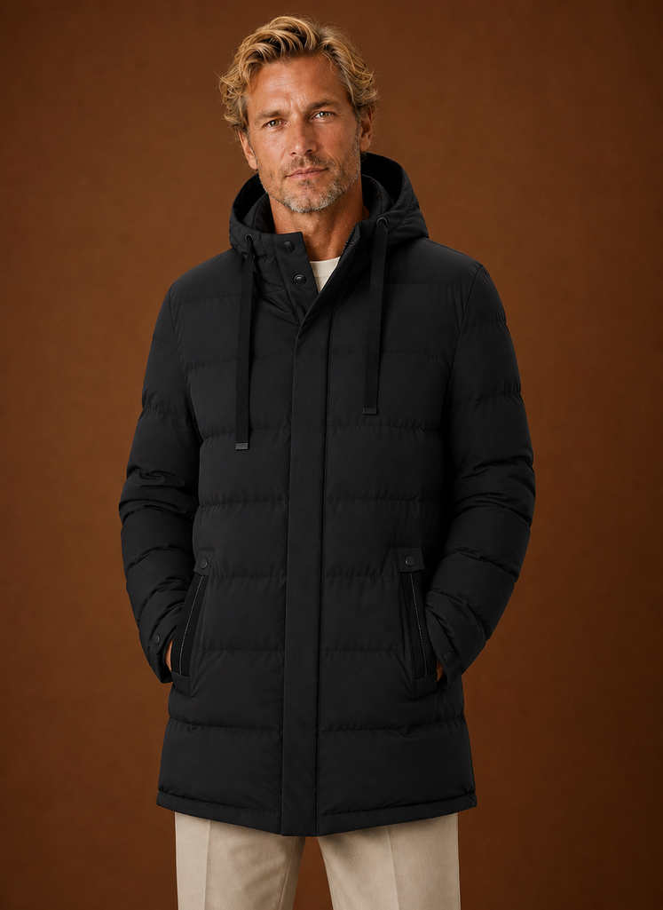 Men's Puffer Jacket - Long Hooded Insulated Winter Coat | Areleon