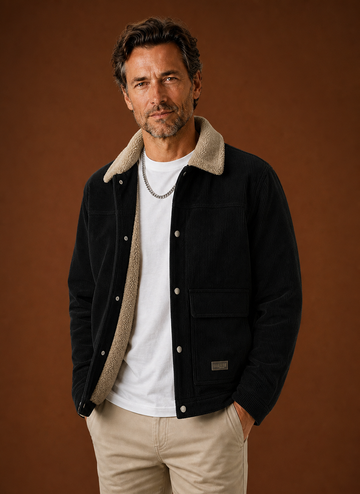 Men's Corduroy Sherpa Lined Winter Jacket | Areleon