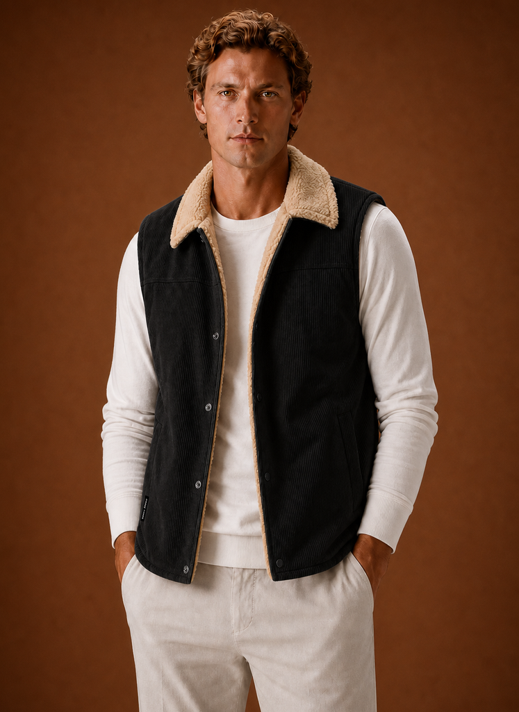 Men's Sherpa-Lined Vest - Warm Winter Gilet | Areleon